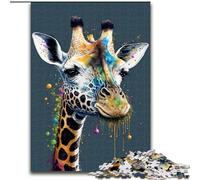 Puzzles pour Adultes 1000 têtes de Girafe colorées en Bois, Jouets Cadeaux éducatifs intellectuels décompressants Amusants Jeu Familial 50x75cm pour Jeu interactif Familial