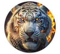 Puzzles pour Adultes 1000 Tigres de feu captifs Puzzles Difficiles pour Adultes Œuvres d'art Décor Jouet Intelligent pour Jeux d'intérieur en Famille 67,5 x 67,5 cm