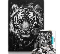 Puzzles pour Adultes 1000 Tigres Noirs et Blancs, pour stimuler Le Cerveau, Jouets addictifs pour cultiver la Patience, Collection d'artistes, Beaux-Arts (38x26cm)