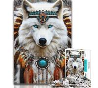 Puzzles pour Adultes 1000 Totems Loups, Jeux Amusants, Chaque pièce est Unique - Jeu Familial Stimulant et Amusant 50x75cm