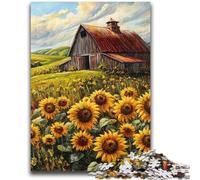 Puzzles pour Adultes 1000 tournesols de la Ferme Jeu Familial Soulagement du Stress Défi Difficile Cadeaux du Père Noël Secret 26x38cm
