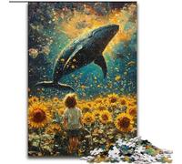 Puzzles pour Adultes 1000 tournesols et Baleines, Casse-tête pour décoration Murale, Cadeaux d'anniversaire et de Noël Uniques pour Les 14 Ans (Taille 50x75cm)
