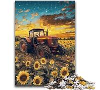 Puzzles pour Adultes 1000 Tracteur dans Un Champ de tournesols Jeux éducatifs Décoration d'intérieur Cadeau d'anniversaire, Cadeaux pour 14 Ans et Plus 50x75cm