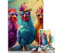 Puzzles pour Adultes 1000 Trois Beaux coqs 1000 pièces pour Adolescents, Anti-Stress, défi Difficile, décoration d'intérieur Unique et Cadeaux (Taille 75x50cm)