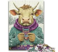 Puzzles pour Adultes 1000 Vaches en Hiver, Un Plaisir Familial idéal comme Cadeau pour Toute la Famille, à partir de 14 Ans, 50x75cm