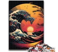 Puzzles pour Adultes 1000 Vagues de Style Japonais Difficile à compléter, mais Amusant et Humoristique Cadeaux d'anniversaire et Cadeaux Uniques 50x75cm