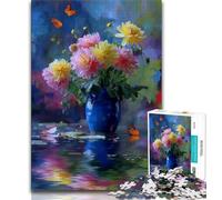 Puzzles pour Adultes 1000 Vase Bleu et chrysanthèmes colorés 1000 pièces pour Adultes, Jeux Amusants Chaque pièce est Unique - Jeu Familial Stimulant et Amusant (Taille 38x26cm)