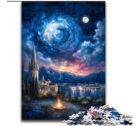 Puzzles pour Adultes 1000 Ville Antique sous Le Ciel Nocturne Puzzles en Bois Parfait pour la décoration intérieure, Les Anniversaires, Les Vacances et Les Cadeaux Taille 50X75CM