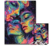 Puzzles pour Adultes 1000 Visages Abstraits en Couleur 14 Puzzles en Bois pour Adultes pour Adolescents et Famille Jeu de réflexion DIY Cadeau 1000 pièces (38 x 26 cm)