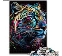 Puzzles pour Adultes 1000 Visages d'animaux Jaguar Pop Art en Bois,idée Cadeau Unique pour la décoration d'intérieur 50x75cm. Parfait pour la décoration intérieure,Les Anniversaires.
