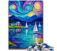 Puzzles pour Adultes 1000 voiliers sous Le Ciel Nocturne, défi d'intelligence cérébrale, Jouets addictifs, Cadeau Amusant pour Les 14 Ans et Plus, 50x75cm