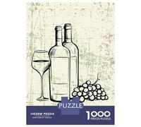Puzzles Pour Adultes 1000 Wine Bottle And Grapes Illustration Puzzle Pour Adolescents, Mais Amusant Et Humoristique. Liste De Souhaits Avec Le Père Noël. Cadeaux D'anniversaire Et De Noël Uniques 38x2