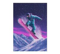 Puzzles pour Adultes 1000pcs(38x26cm) Neon Snowboarder in Action Puzzles pour Adolescents Jeu Familial Cadeau d'anniversaire pour Les Amis Et La Famille 1000pcs(38x26cm)