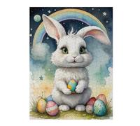 Puzzles pour Adultes 1000pcs(52x38cm) Puzzles Easter Bunny with Rainbow Eggs Puzzles pour Adultes Jeu Familial Amusant Et Humoristique Interaction Parent-Enfant 1000pcs(52x38cm)