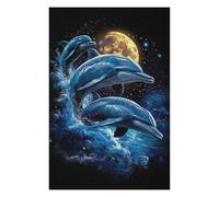 Puzzles pour Adultes 1000pcs(75x50cm) Dolphins Under The Moon Puzzle pour Adultes - Décoration Murale - Cadeaux Souvenirs pour Vos Proches 1000pcs(75x50cm)