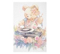 Puzzles pour Adultes 1000pcs(75x50cm) Floral Teddy Bear DJ Set Puzzles pour Adolescents : Jouets Anti-Stress, Amusants Et Divertissants pour des Activités À La Maison, 1000pcs(75x50cm)