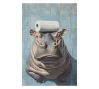 Puzzles pour Adultes 1000pcs(75x50cm) Puzzle Hippos in The Bathroom A Unique Sight! Jeux De Puzzle en Famille - Défi Difficile - Jeu Stimulant - Cadeaux