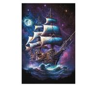 Puzzles pour Adultes 1000pcs(75x50cm) Puzzles Fantasy Sailing Ship Night Sky Puzzles pour Adultes Jeu Familial Amusant Et Humoristique Interaction Parent-Enfant 1000pcs(75x50cm)