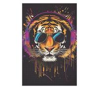 Puzzles pour Adultes 1000pcs(75x50cm) Tiger Headphones Sunglasses Art Print-2 Puzzle, Jouet, Décoration Murale, Décoration Parfaite, Cadeaux Uniques d'anniversaire Et De Noël 1000pcs(75x50cm)