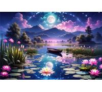 Puzzles pour Adultes 1200 Pièces Puzzles pour Adultes Jeu éducatif Challenge 1200 Puzzle Amusants en Famille - Paysage du lac au Clair de Lune