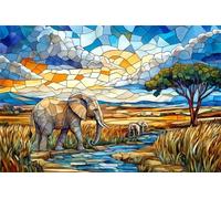 Puzzles pour Adultes 150 Pièces Puzzles pour Adultes Jeu éducatif Challenge 150 Puzzle Amusants en Famille - Éléphants de la Savane Africaine