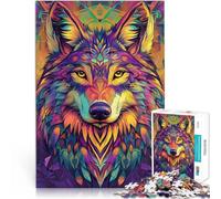 Puzzles pour Adultes 2000 Loup Néon Fait de Papier,pour Les 14 Ans et Plus avec des pièces complètement interconnectées de Formes aléatoires Améliorer l'amour Entre Les Couples。Taille:70x100cm