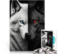 Puzzles pour Adultes 2000 “Loup Noir aux Yeux Bleus” Fait de Papier，pour Les 14 Ans et Plus Course de Vitesse à la Main Cadeau pour Les Anniversaires。Taille：70x100cm/27.5x39.3pouce