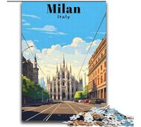 Puzzles pour Adultes 2000 pièces Affiche de Voyage Milan Italie, Jouets de Jeu Chaque pièce est Unique - Jeu Familial Stimulant et Amusant pour Les 14 Ans 70x100cm