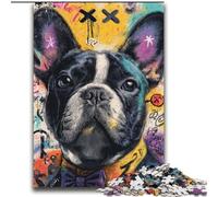 Puzzles pour Adultes 2000 pièces Bouledogue français Graffiti Aide Le Cerveau à exercer Jouets addictifs pour cultiver la Patience Interaction Parent-Enfant 70x100cm