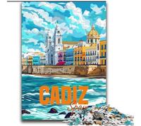 Puzzles pour Adultes 2000 pièces Cadix Espagne Voyage, à partir de 14 Ans, Jeux éducatifs, Jouets à Faire soi-même, Illustration, Cadeau, 70x100cm