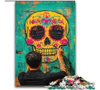 Puzzles pour Adultes 2000 pièces, Casse-têtes en Forme de crâne en Sucre, décoration Murale, Cadeaux Uniques pour Anniversaire et Noël, 70x100cm