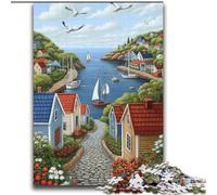 Puzzles pour Adultes 2000 pièces Charmant Village côtier Aidez Le Cerveau à exercer des Jouets addictifs pour cultiver la Patience Interaction Parent-Enfant 70x100cm