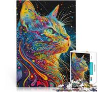 Puzzles pour Adultes 2000 pièces Chat psychédélique Réduction du Stress intéressante Jeu éducatif pour Anniversaire, Noël 70x100cm