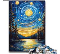 Puzzles pour Adultes 2000 pièces Ciel Nocturne Van Gogh Difficile à compléter mais Amusant et Humoristique avec Affiche et fiche de Questions-réponses Assorties 70x100cm
