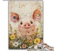 Puzzles pour Adultes 2000 pièces Cochon Aquarelle Difficile à réaliser, mais Amusant et Humoristique Affiche et fiche de Questions-réponses Assorties 70x100cm