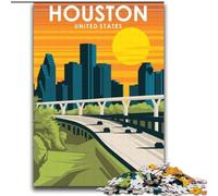 Puzzles pour Adultes 2000 pièces Houston Texas Travel Art, Aidez Le Cerveau à exercer des Jouets addictifs pour cultiver la Patience, Cadeau pour Les Anniversaires 70x100cm