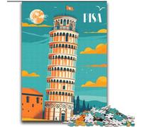 Puzzles pour Adultes 2000 pièces, Illustration de la Tour penchée de Pise, Jeu Familial Anti-Stress, défi Difficile, renforce l'amour Entre Couples 70x100cm
