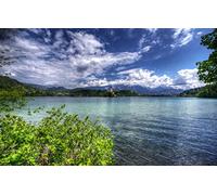 Puzzles pour Adultes 2000 pièces, Jeux éducatifs, décoration d'intérieur, Cadeaux pour Hommes, paysages naturels, forêt, Montagne, lac, église, buissons, lac de Bled 70 x 100 cm