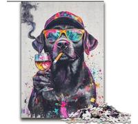 Puzzles pour Adultes 2000 pièces Labrador Portant des Lunettes de Soleil Jeu Stimulant et Familial avec des pièces entièrement emboîtables de Formes aléatoires 70x100cm