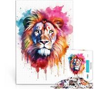 Puzzles pour Adultes 2000 pièces Lion à l'aquarelle Jeu Familial Anti-Stress Défi Difficile Décoration d'intérieur 70x100cm