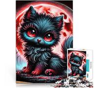 Puzzles pour Adultes 2000 pièces Louveteau Noir sous la Lune de Sang Jeu Pratique Activités Amusantes à la Maison, Cadeaux d'anniversaire, Cadeaux de Voyage, 70x100cm