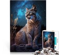 Puzzles pour Adultes 2000 pièces Lynx sous Le Ciel étoilé Fait de Papier,pour Les 14 Ans et Plus Difficile et Stimulant Super Cadeau de Noël。Taille:70x100cm/27.5x39.3pouce