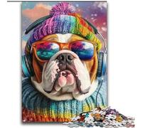 Puzzles pour Adultes 2000 pièces Puzzle Bulldog écoutant de la Musique, Anti-Stress, défi Difficile, idéal comme Cadeau pour Toute la Famille 70x100cm