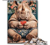 Puzzles pour Adultes 2000 pièces Rhino Jouant avec Un téléphone Portable Jeu Familial Anti-Stress Défi Difficile Collection d'artistes, Beaux-Arts 70x100cm