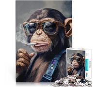 Puzzles pour Adultes 2000 pièces Singe Cool avec des Lunettes de Soleil Fabriqué en Carton Convient aux 14 Ans et Plus Jeu éducatif d'apprentissage Améliorer l'amour Entre Les Couples。Taille:70x100cm