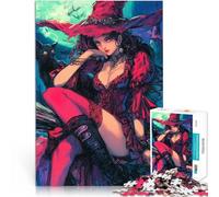 Puzzles pour Adultes 2000 pièces Sorcière d'anime x Chat Noir Jeux éducatifs Décoration d'intérieur décoration Murale 70x100cm