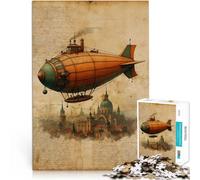 Puzzles pour Adultes 2000 pièces Un dirigeable Steampunk au-Dessus de la Ville Casse-tête pour Idées Cadeaux 70x100cm