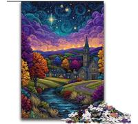Puzzles pour Adultes 2000 pièces Village sous Le Ciel Nocturne pour Les 14 Ans et Plus Jeux éducatifs pour Adultes et Adolescents Illustration Cadeau 70x100cm
