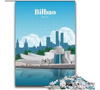Puzzles pour Adultes 2000 pièces Visitez Bilbao, Jeu Stimulant et Jeu Familial avec Affiche et fiche de Questions-réponses Assorties 70x100cm