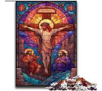 Puzzles pour Adultes 2000 pièces Vitrail Jésus Aide Le Cerveau à exercer Jouets addictifs pour cultiver la Patience Interaction Parent-Enfant 70x100cm